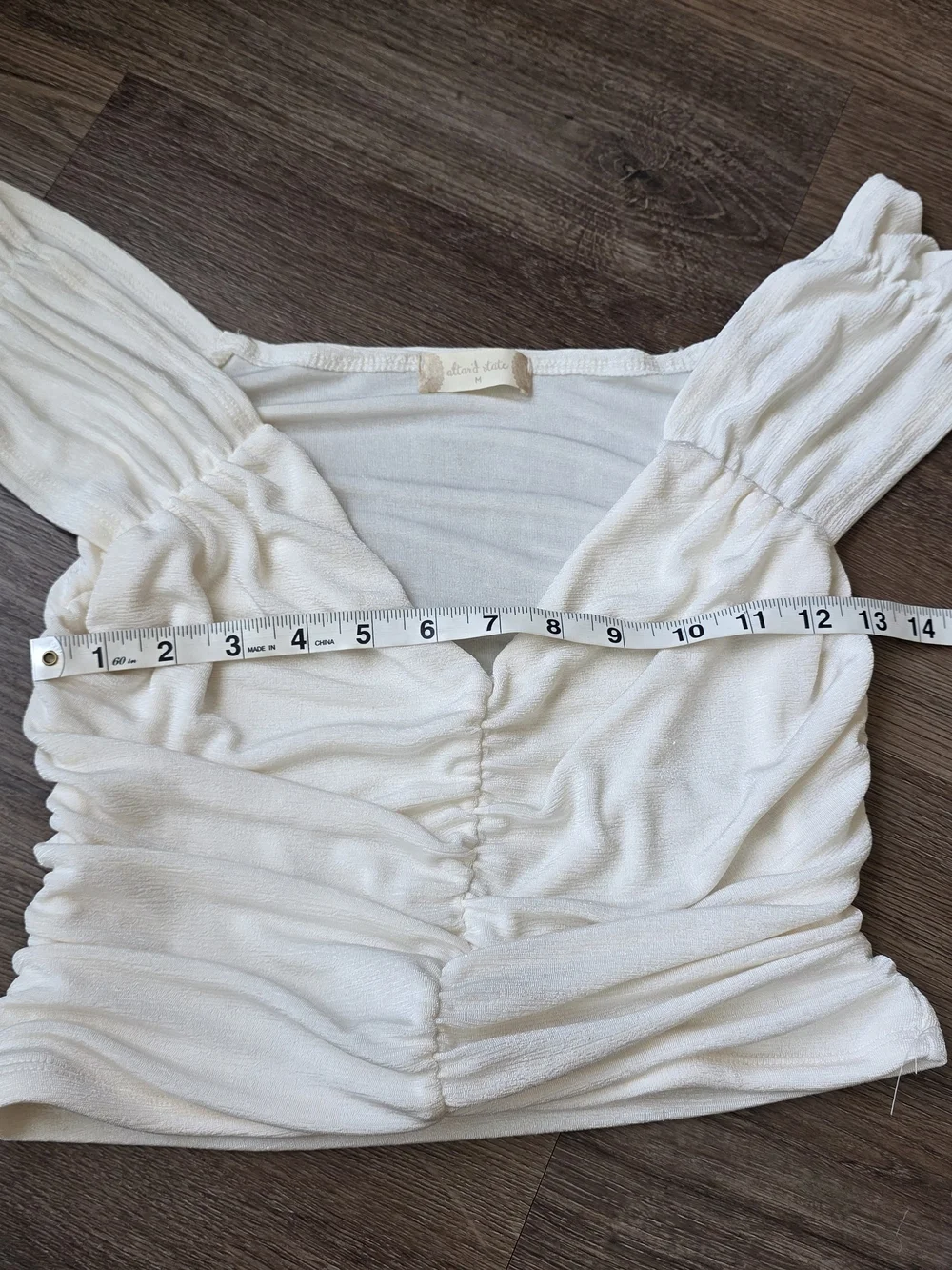 Ruched Cream Cropped Top Altar'd State - Picture 6 of 9